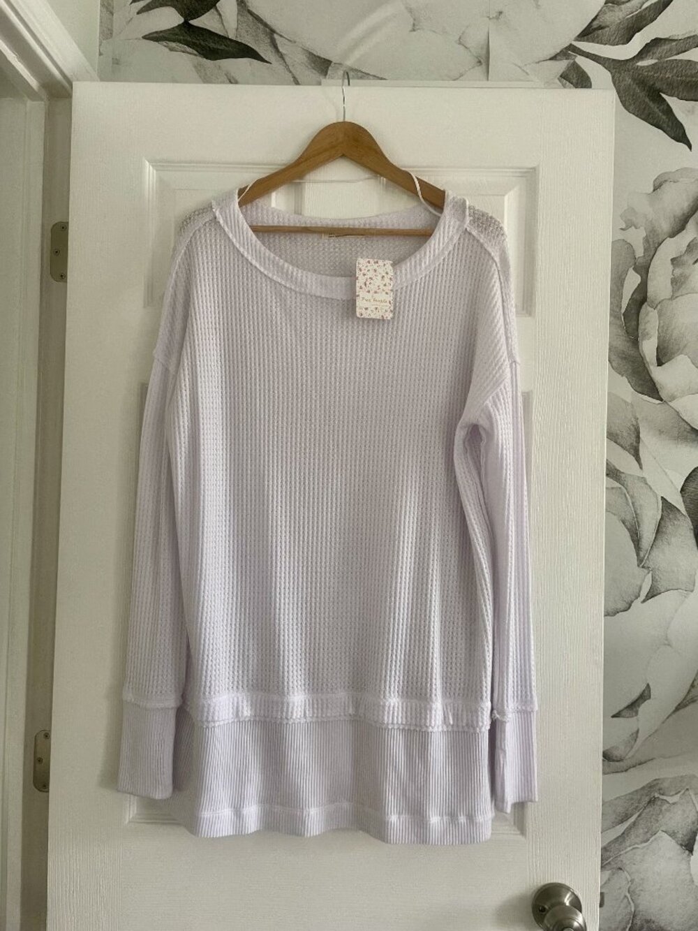 Free People We The Free Waffle‑Knit Thermal – Painted White (Size S)